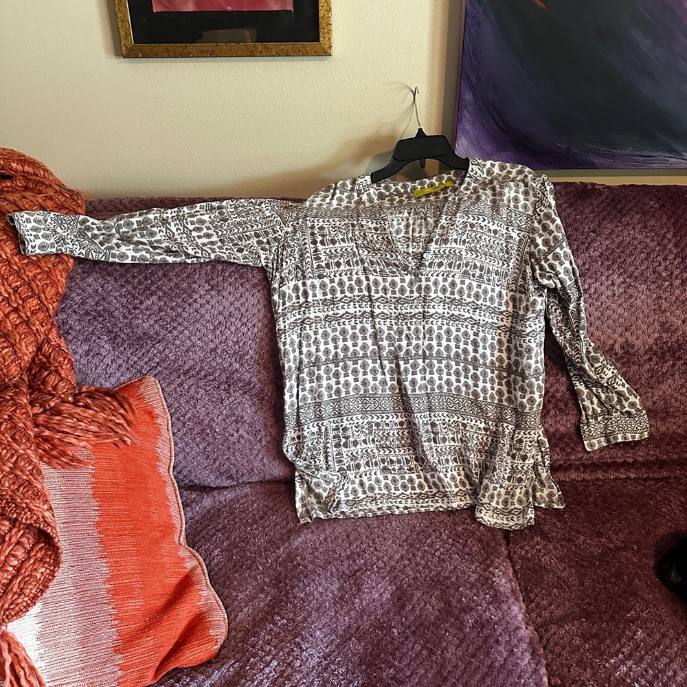 Patterned Henley Tunic